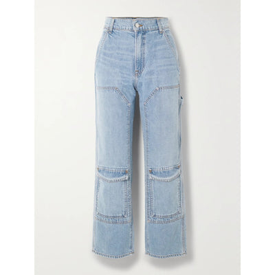Grlfrnd 'Milla' Blue Denim Cropped High-Rise Straight-Leg Denim Jeans Size 25