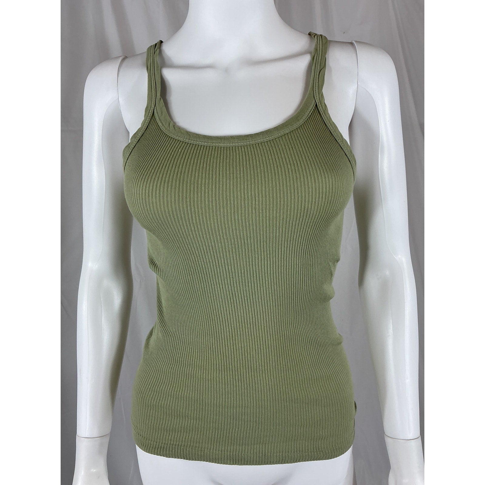 Re/Done Originals Green Cotton Ribbed Tank Top Size S