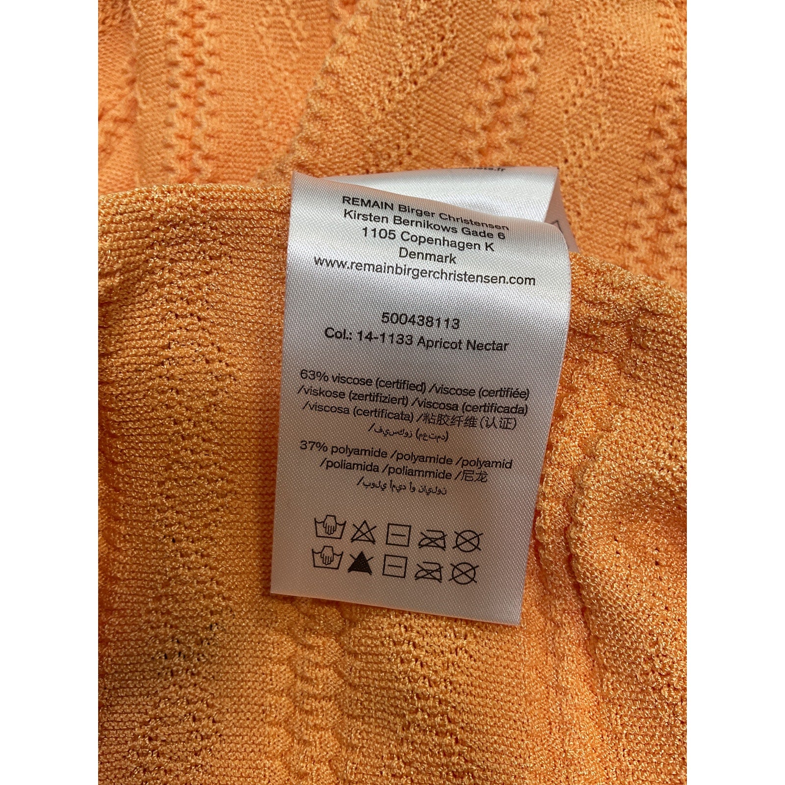 Remain Birger Christensen 'Bastia' Orange Pointelle-Knit Skirt Size DK 36