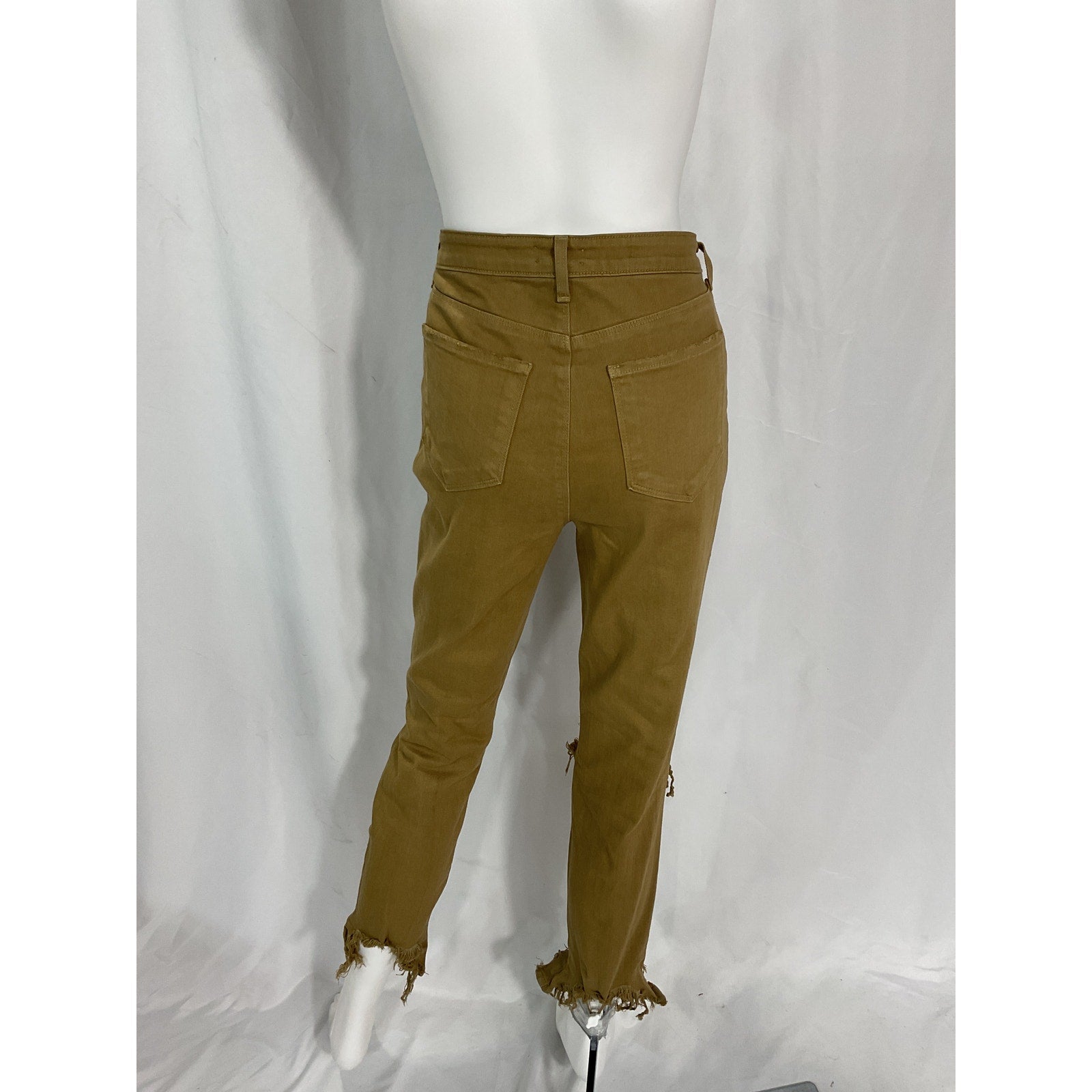 L'Agence High Line High Rise Skinny Tan Destroyed Denim Jeans Size 28