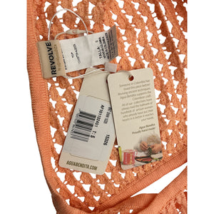 Agua Bendita Open Knit Peach Brit Crop Top Size S