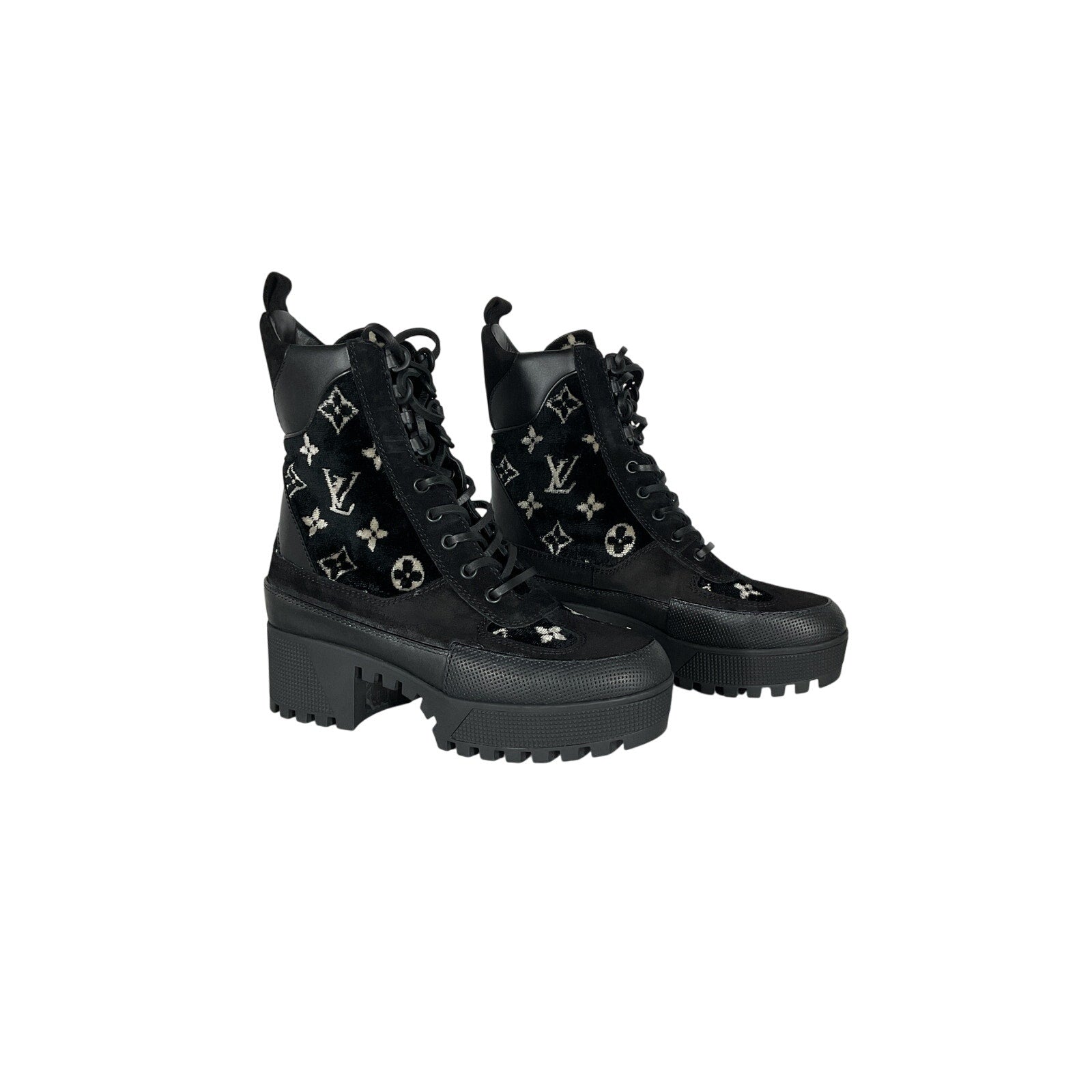 Louis Vuitton 'Laureate' Black Leather Platform Desert Boot Size 6.5