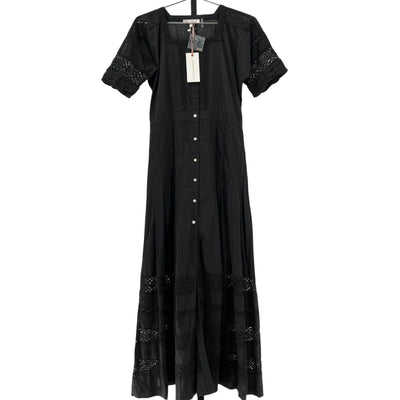 Loveshackfancy Lace Trimmed Black Edie Dress Size P