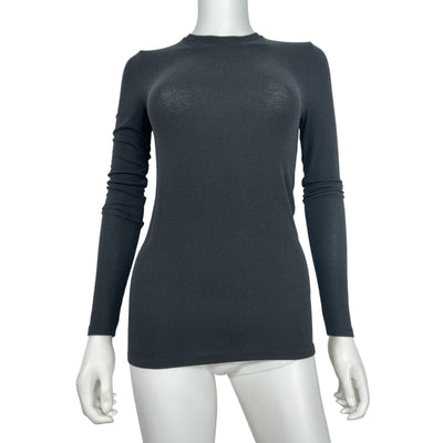 ATM Anthony Thomas Melillo Ribbed Black Modal Crewneck Top Size XS