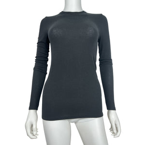 ATM Anthony Thomas Melillo Ribbed Black Modal Crewneck Top Size XS