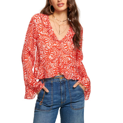 Ramy Brook Sheer Red Alyson Size XS Blouse