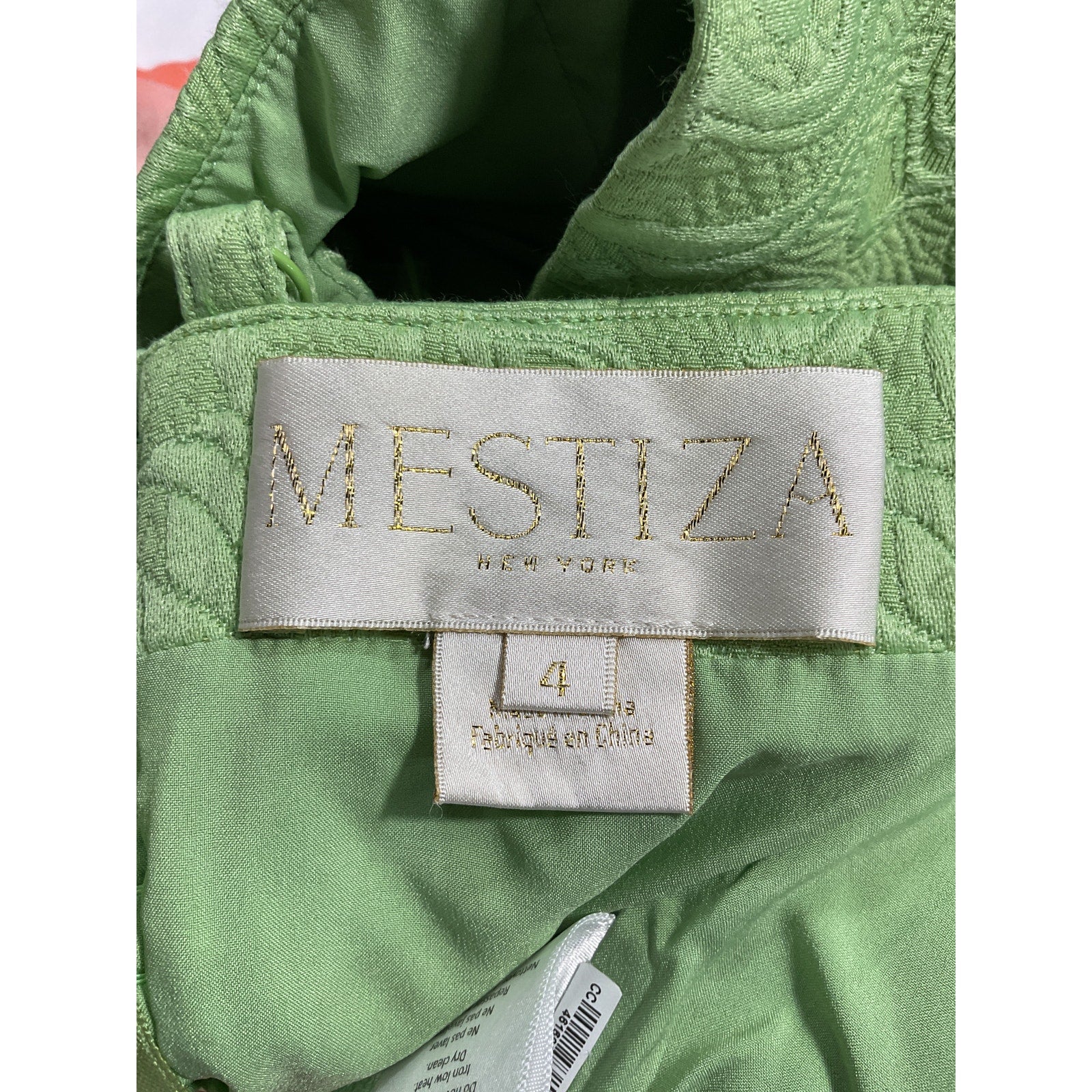 Mestiza New York 'Corazon' Green Bow Jacquard Sleeveless Crop Top Size 4