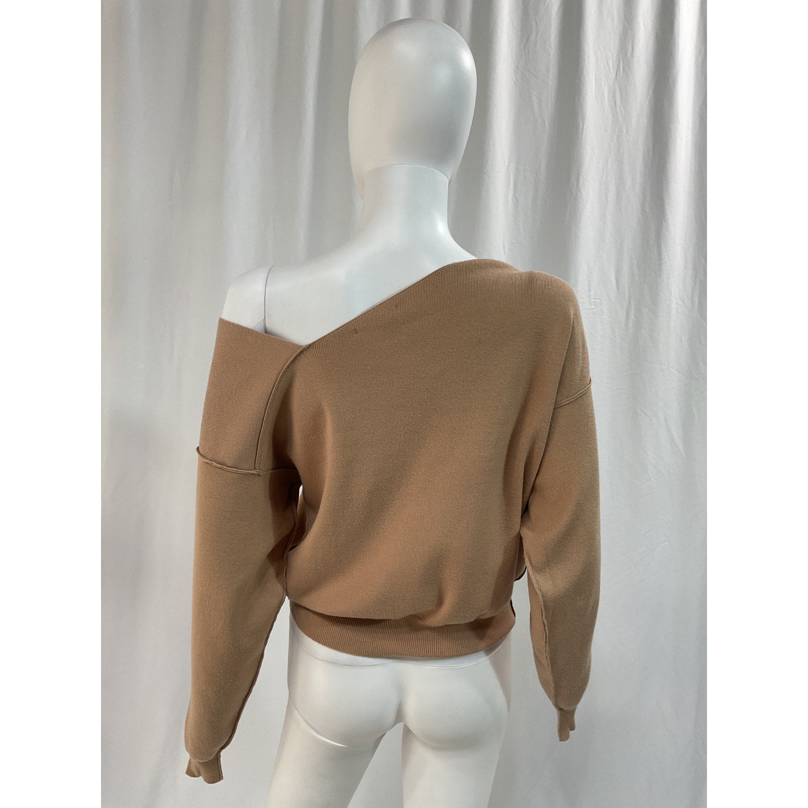 Line & Dot 'Favorite' Tan Off Shoulder Sweater Size S