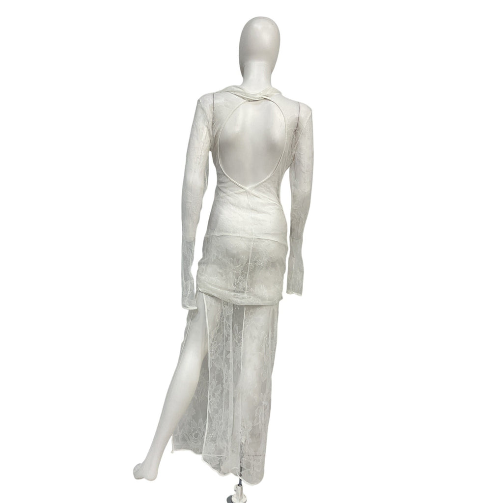 Jacquemus Le Papier 'La Robe Piombone' White Polyamide Maxi Dress Size 44