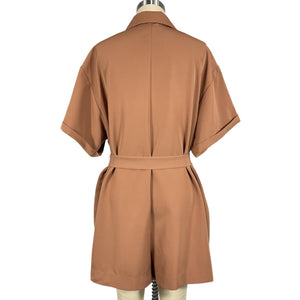 L'Academie Belted Light Brown Lilianna Romper Size L