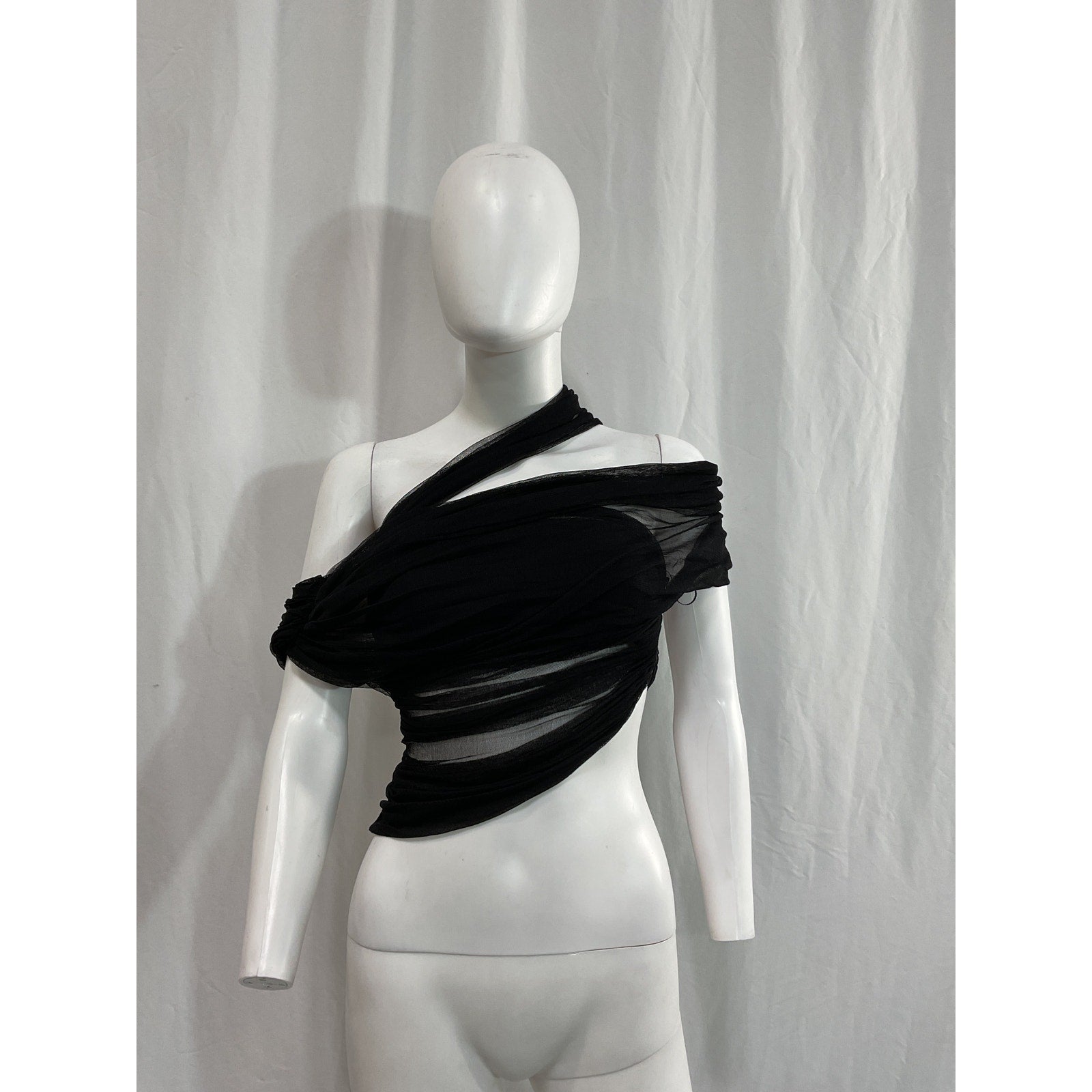 Christopher Esber 'Veiled' Black Off Shoulder Wrap Top Size 2