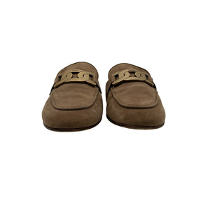 Tod's Embellished Tan Suede Slippers Size 8.5