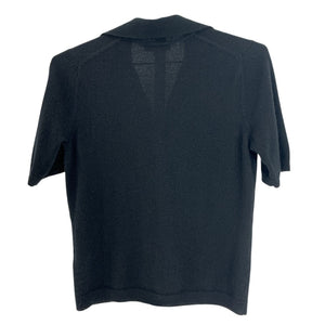 Vince Cashmere Silk Black Short Sleeve Polo Sweater Size XS