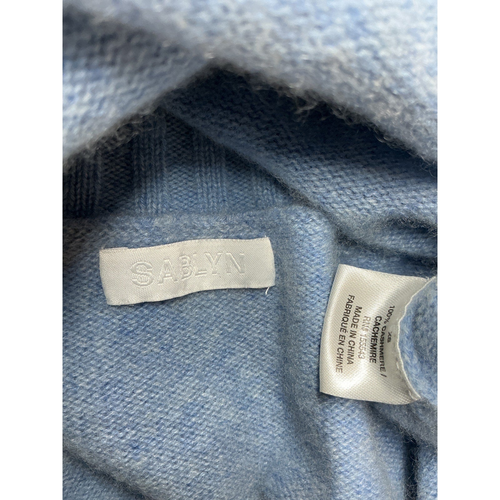 Sablyn 'Silvia' Blue Cashmere Cropped Cashmere Turtleneck Sweater Size XS