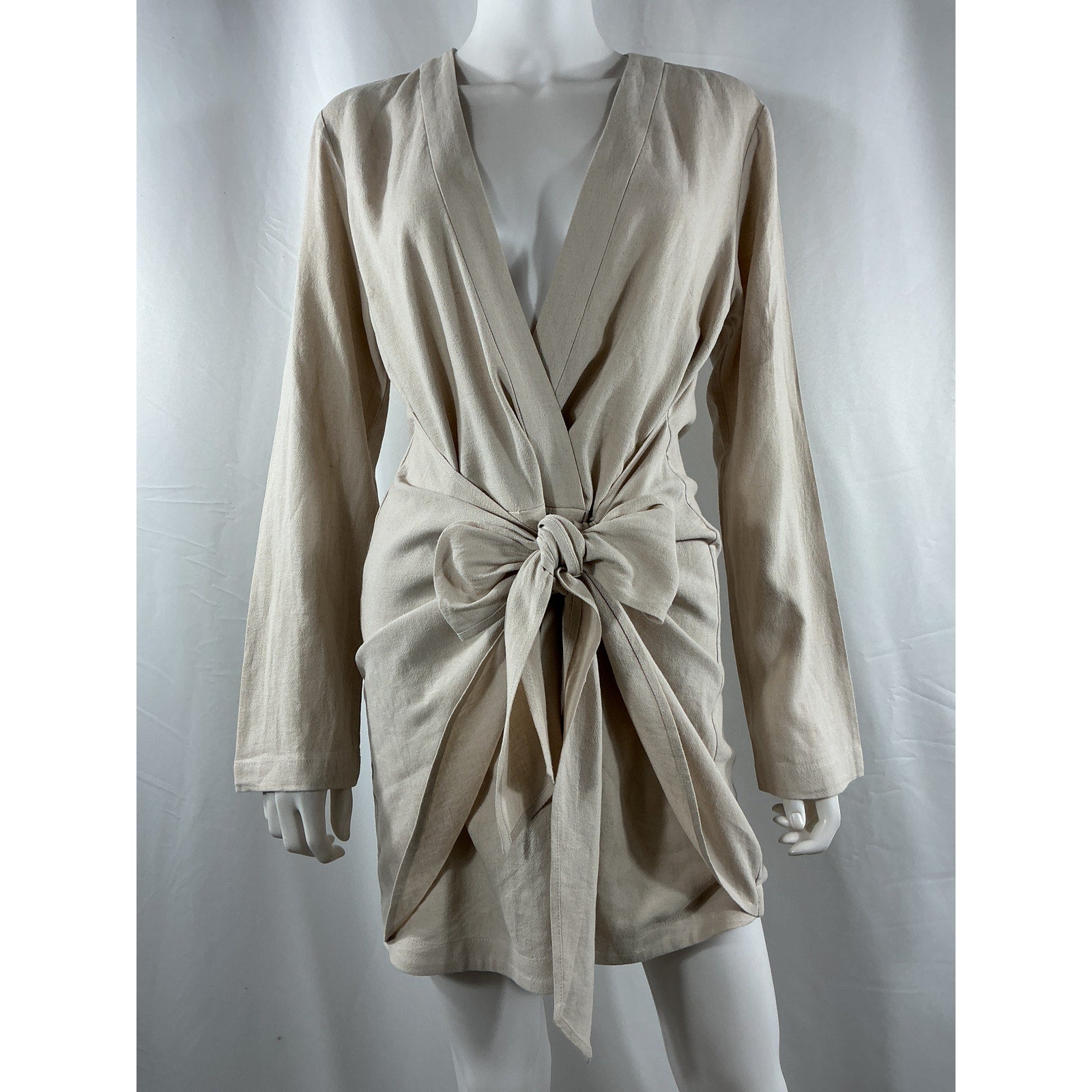 L'Academie 'The Meadow' Ivory Linen Mini Dress Size S