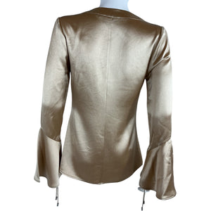 Retrofête Satin Beige Svea Blouse Size XS