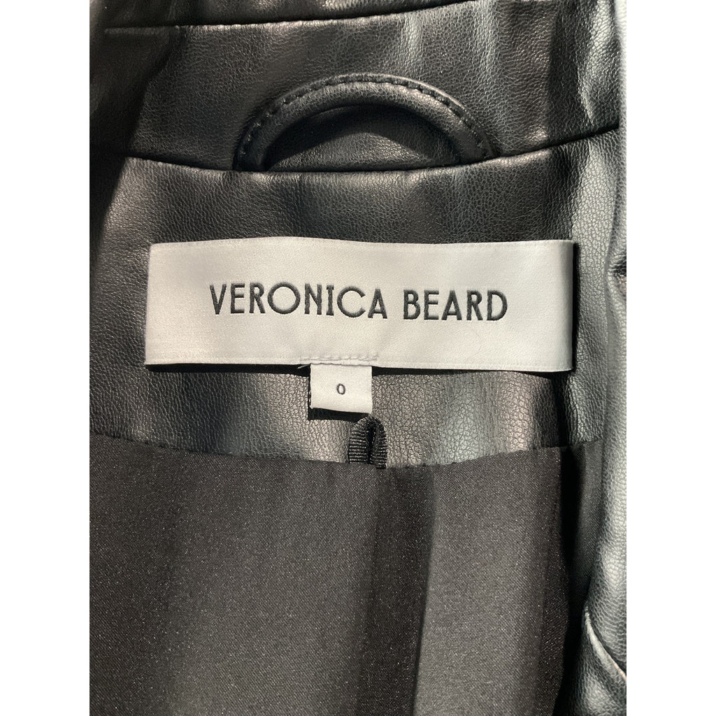 Veronica Beard ‘Beacon’ Black Vegan Leather Dickey Jacket Size 0