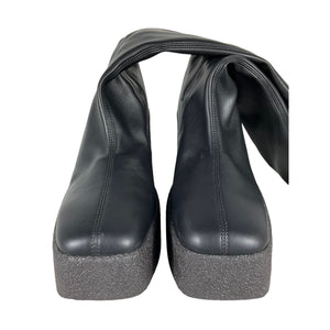 Stella Mccartney Black Leather Platform Thigh-High Boots Size 9