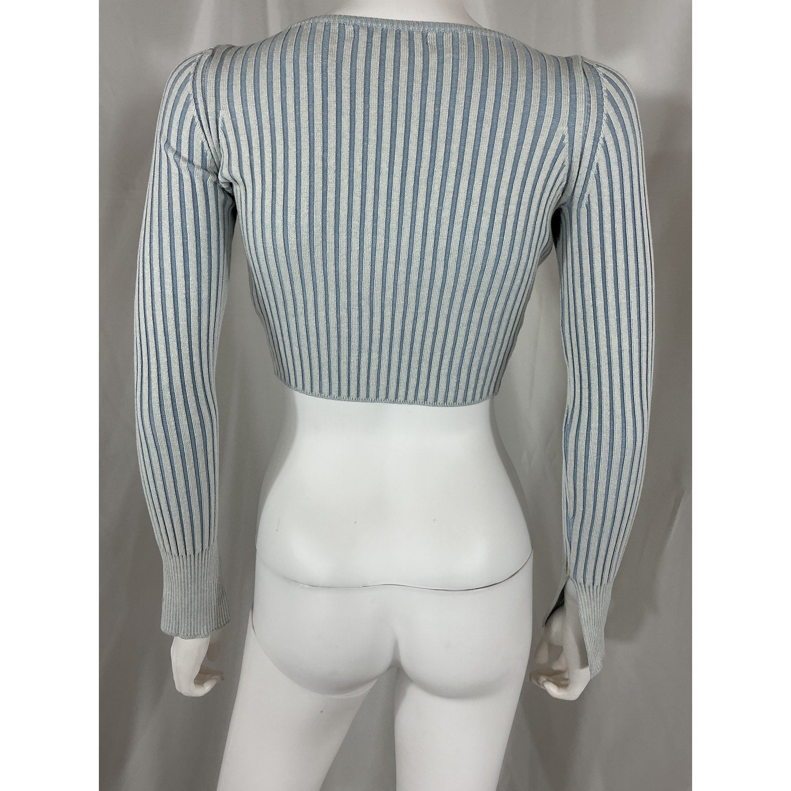 John Elliott Piper Rib Blue Silk Cropped Cardigan Size 0