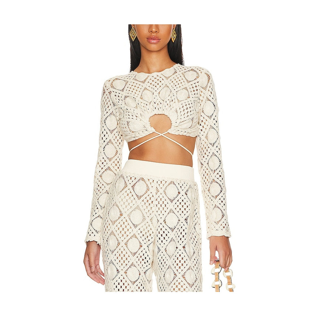 Andrea Iyamah 'Hira' White Crochet Top Size M