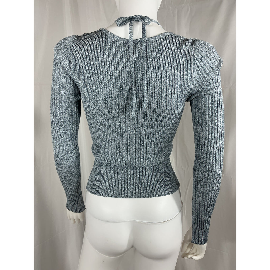 Simkhai 'Alexia' Gray Compact Rib Cut Out Sweetheart Top Size S