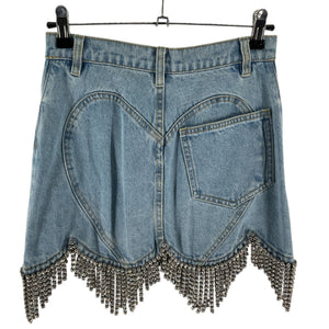 Area Embellished Blue Scalloped Crystal Mini Skirt Size 2