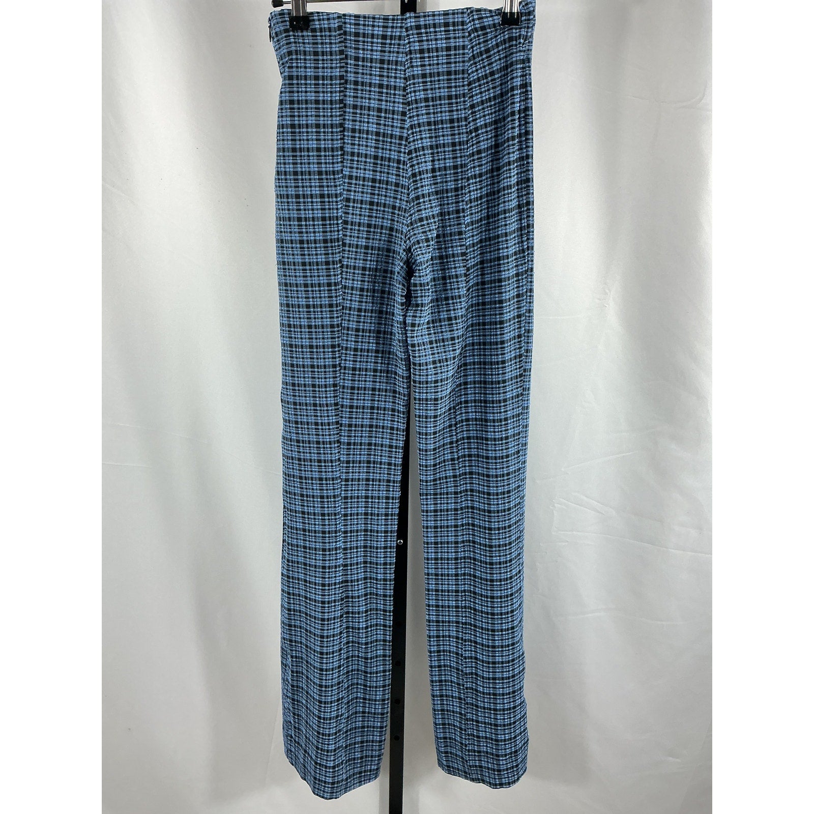 Ganni Checked Blue Polyester Trousers Size 32