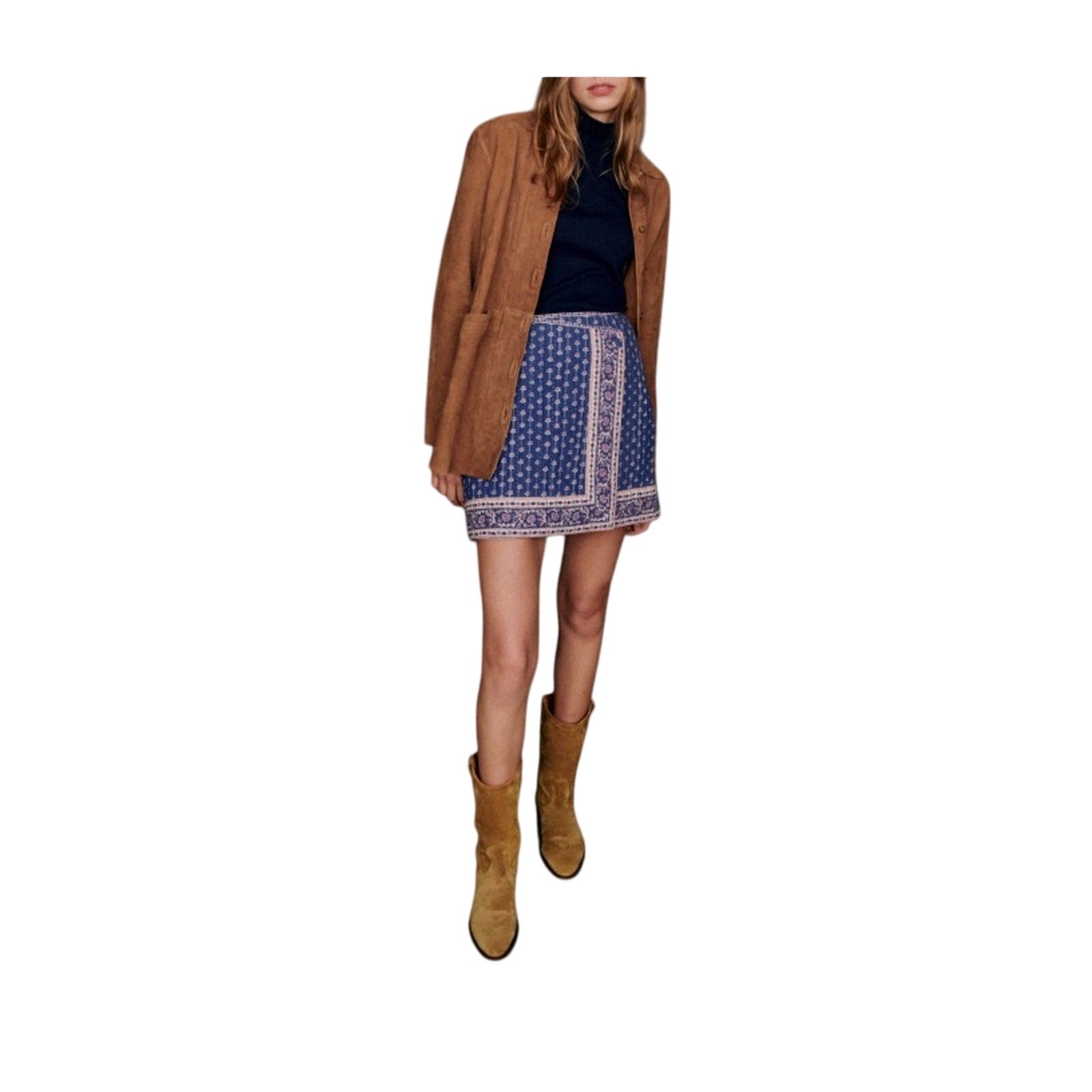 S�zane 'Laure' Blue Cotton Skirt Size 38