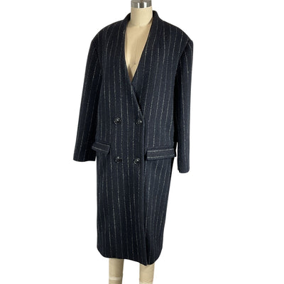 Isabel Marant Pinstriped Wool Midnight Blue Licia Coat Size 36 EU / US 4