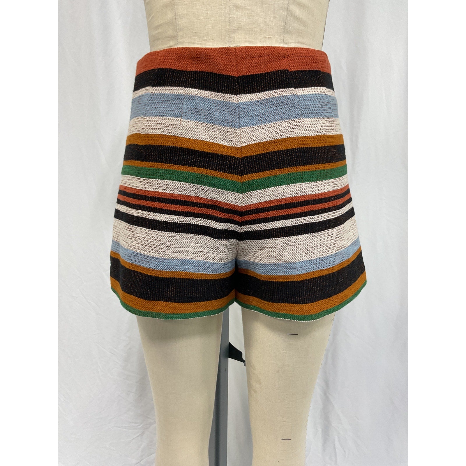 Veronica Beard 'Jazmin' Orange Cotton Striped Short Size 2