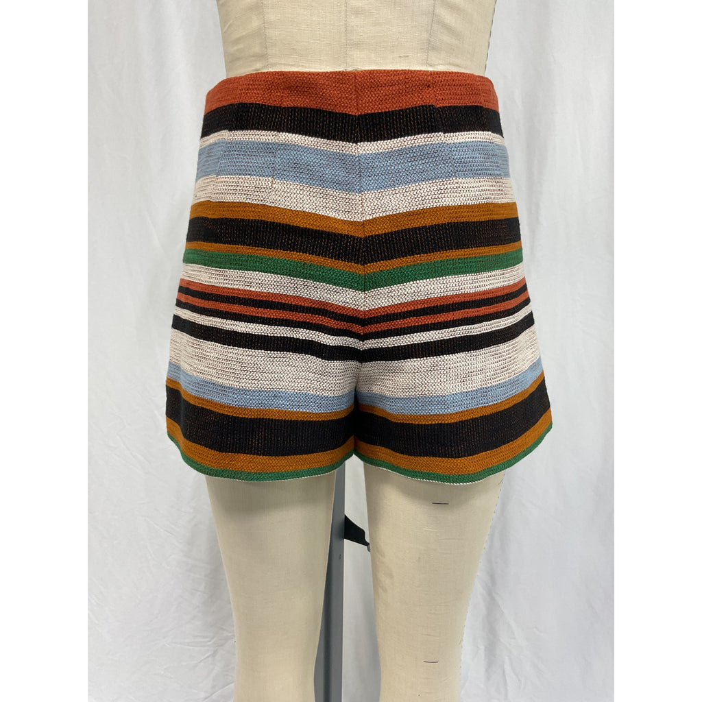 Veronica Beard 'Jazmin' Orange Cotton Striped Short Size 2