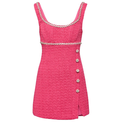 Self-Portrait 'Boucl�' Pink Polyester Mini Dress Size 6 - NWT