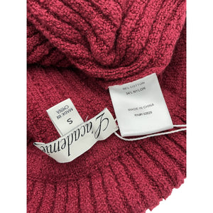 L'Academie Ribbed Burgundy Off-Shoulder Sweater Size S