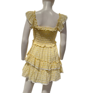 LoveShackFancy Ruffled Yellow Aline Mini Dress Size XS