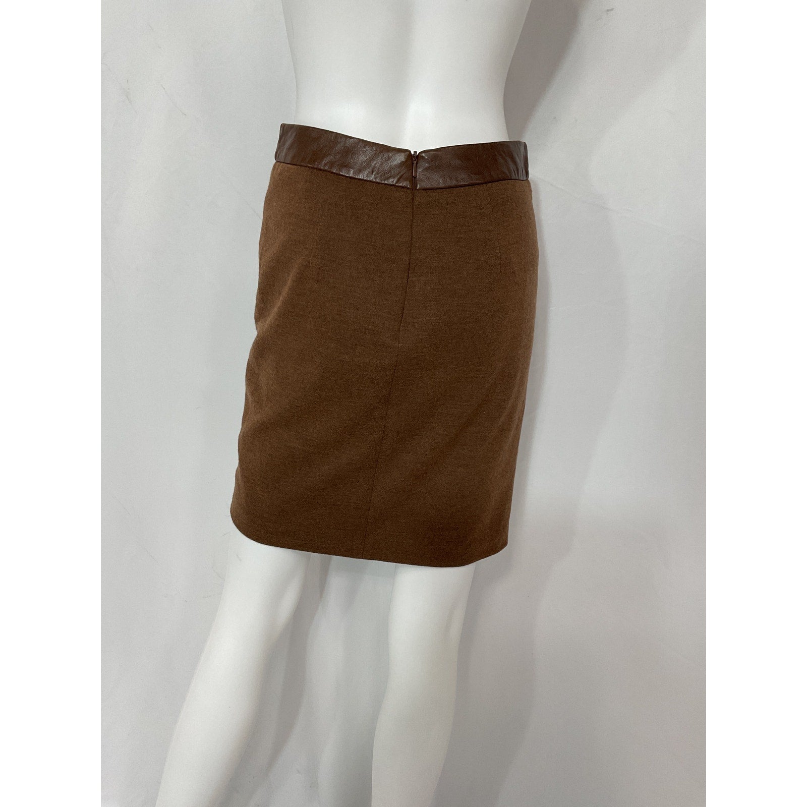 Max Mara Brown Calf Leather Mini Skirt Size 4