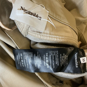 Nanushka Cropped Vegan Leather Beige Zoey Flared Pants Size X Small