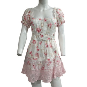 LoveShackFancy Floral Cherry Soda Lilium Mini Dress Size XS