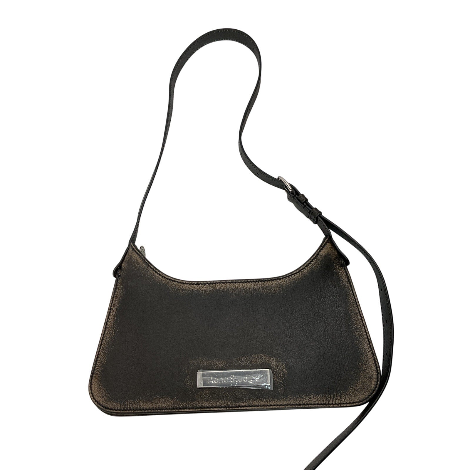 Acne Studios Embellished Black Leather Textured-Leather Shoulder Bag