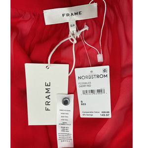 Frame Sheer Red Ruffle Silk Blouse Size S