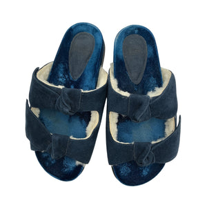 Alexandre Birman Shearling Lined Blue Clarita Slides Size 37.5 EU / 7.5 US