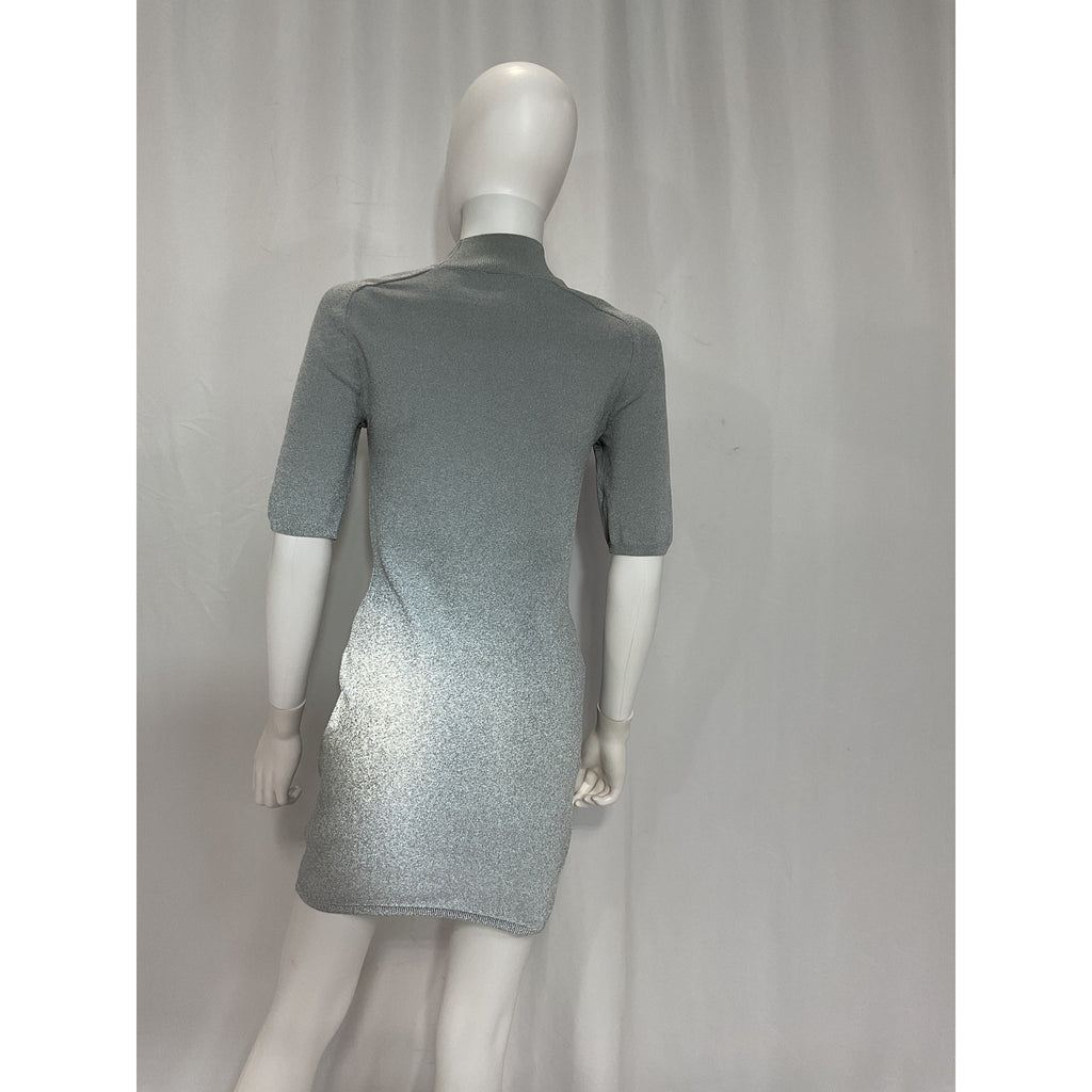 Alexander Wang Grey Short Sleeve Mini Dress W/ Printed Logo Size M