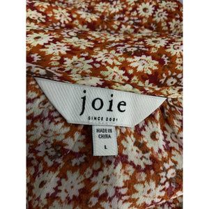 Joie Floral Umber Multi Orange Jenny Blouse Size L