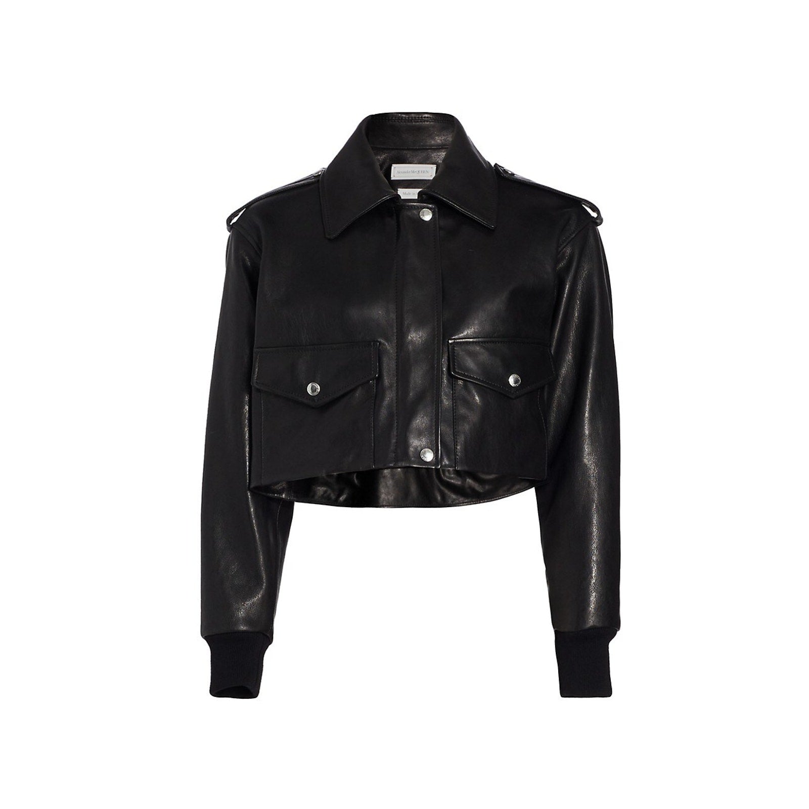 Alexander Mcqueen Black Leather Cropped Lamb Leather Jacket Size 4-6 / S