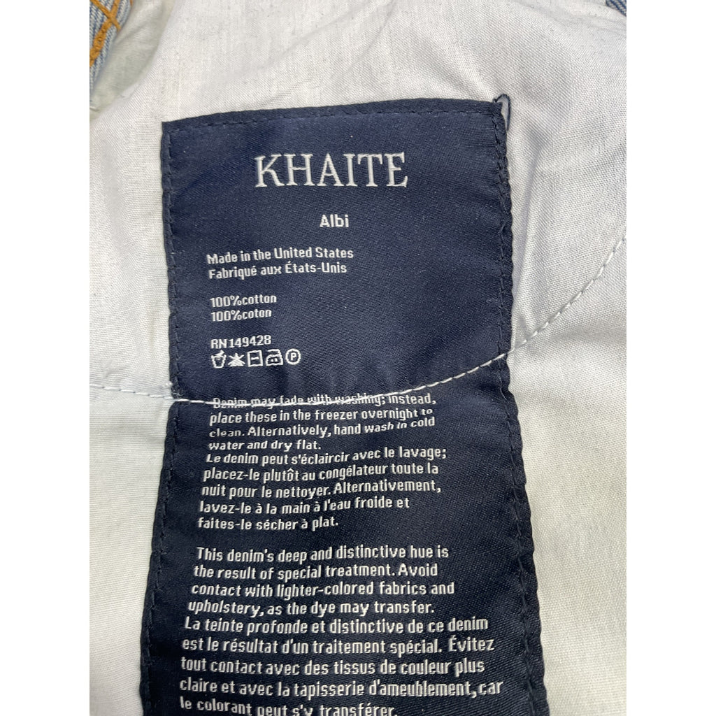 Khaite 'Albi' Blue Cotton Straight Denim Jean Size 27