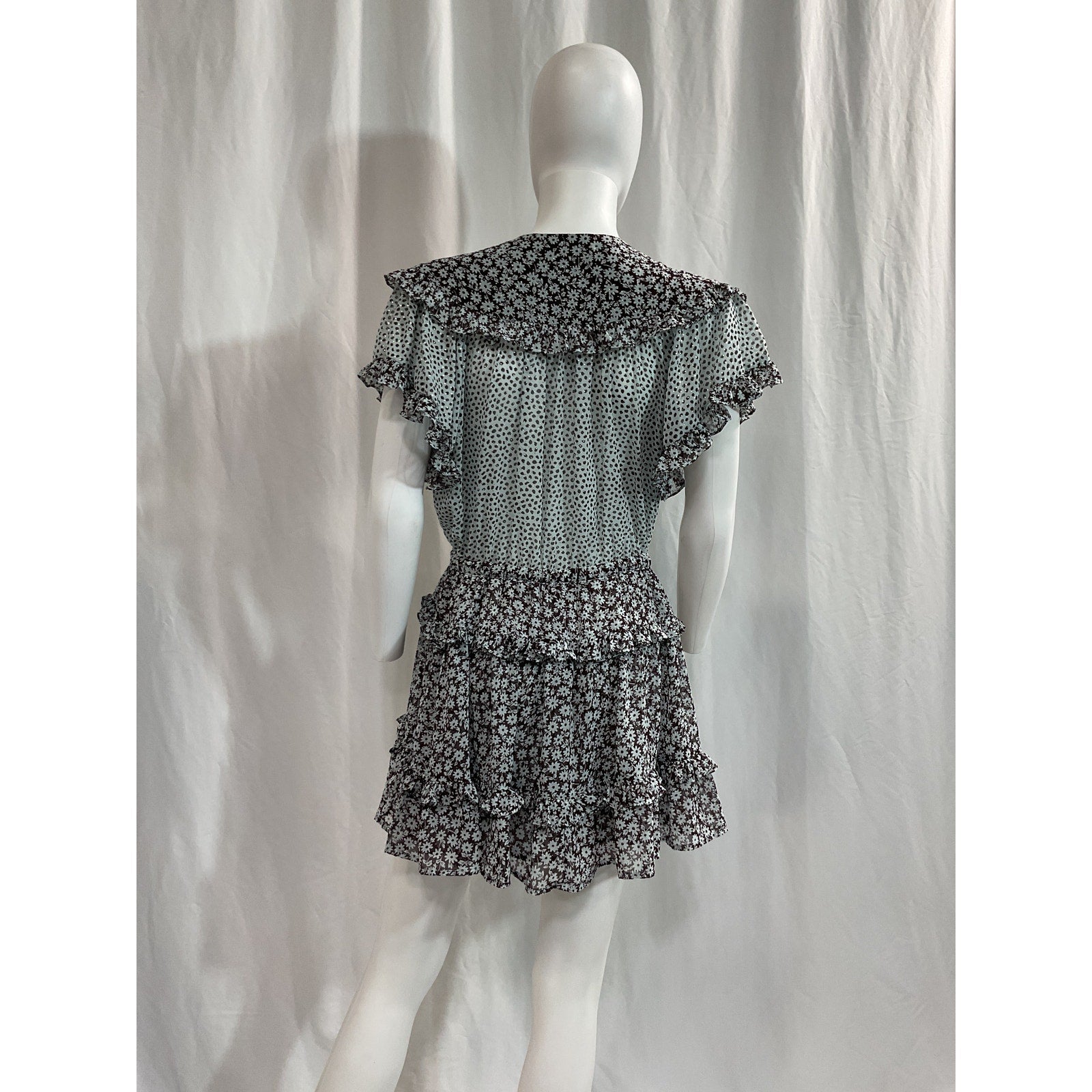 Sabina Musayev Floral Print Black Mini Dress Size M