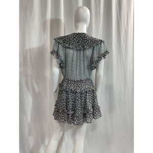 Sabina Musayev Floral Print Black Mini Dress Size M