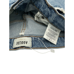 Agolde 'Riley' Blue Cotton Long High Rise Straight Denim Jean Size 23