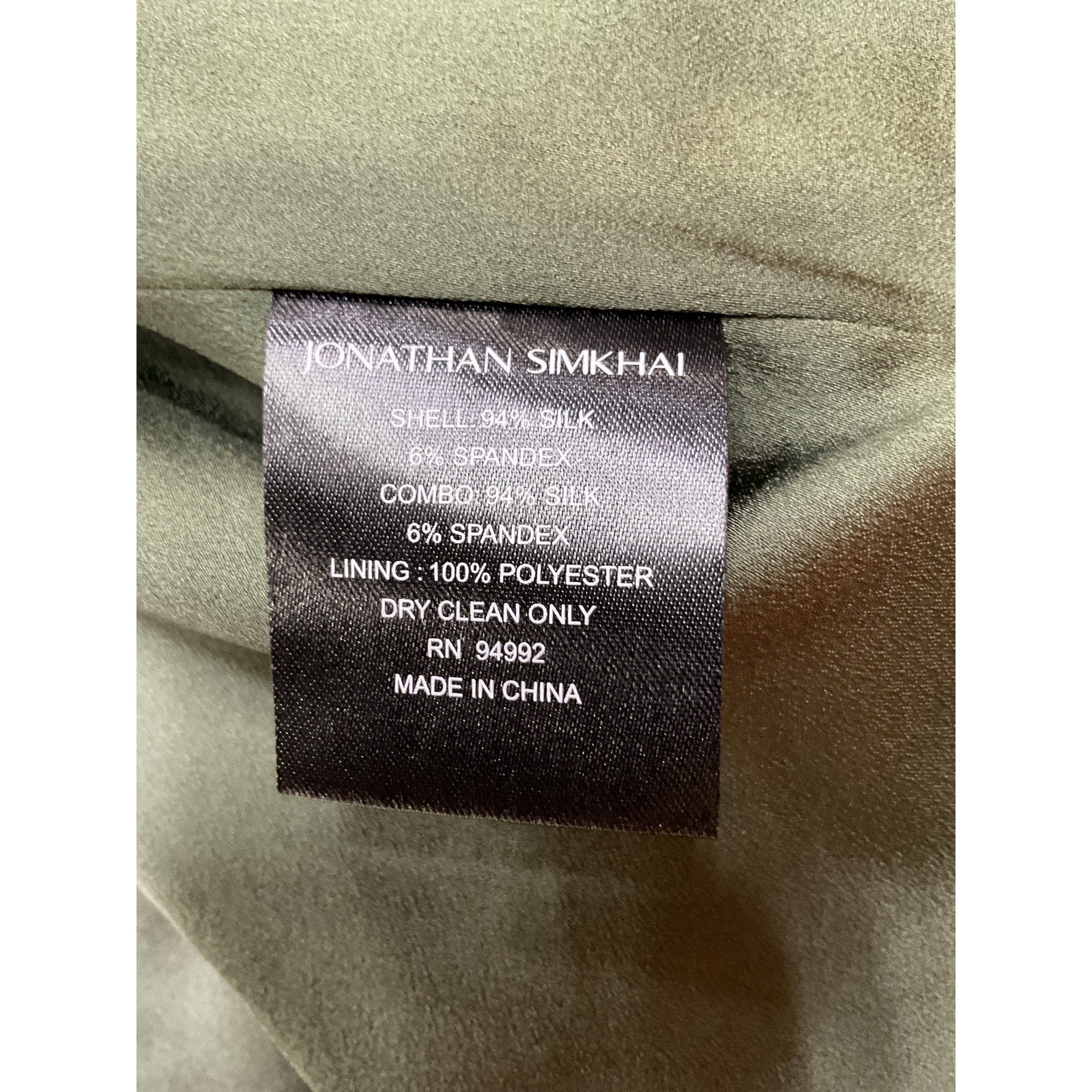 Jonathan Simkhai 'Seline' Green Belted Silk-Charmeuse Robe Jacket Size XS