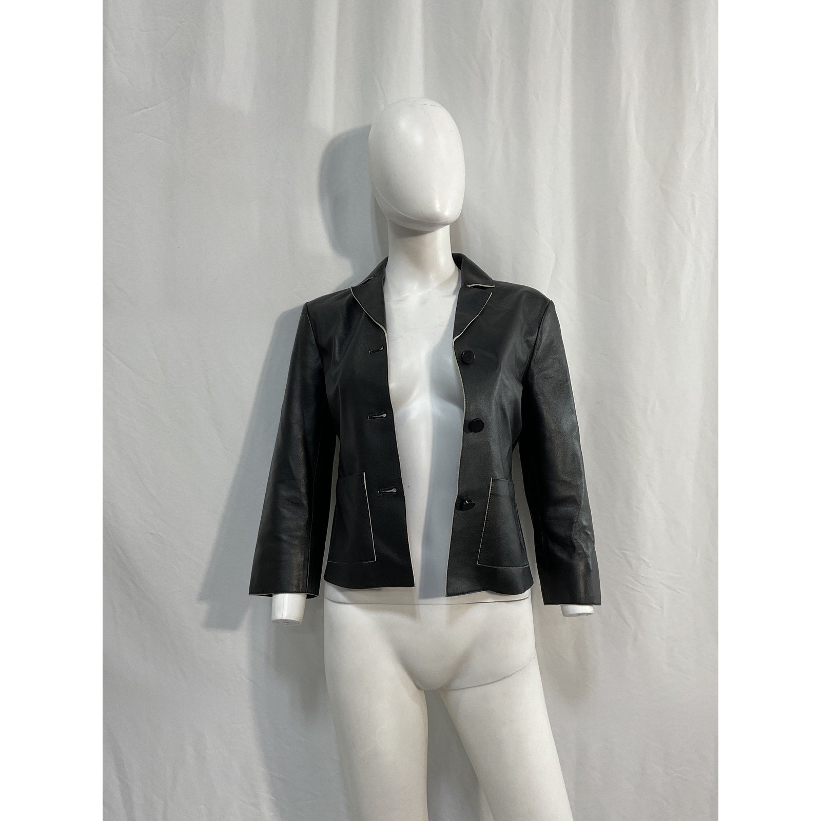 Cult Gaia 'Layton' Black Leather Leather Blazer Size 0