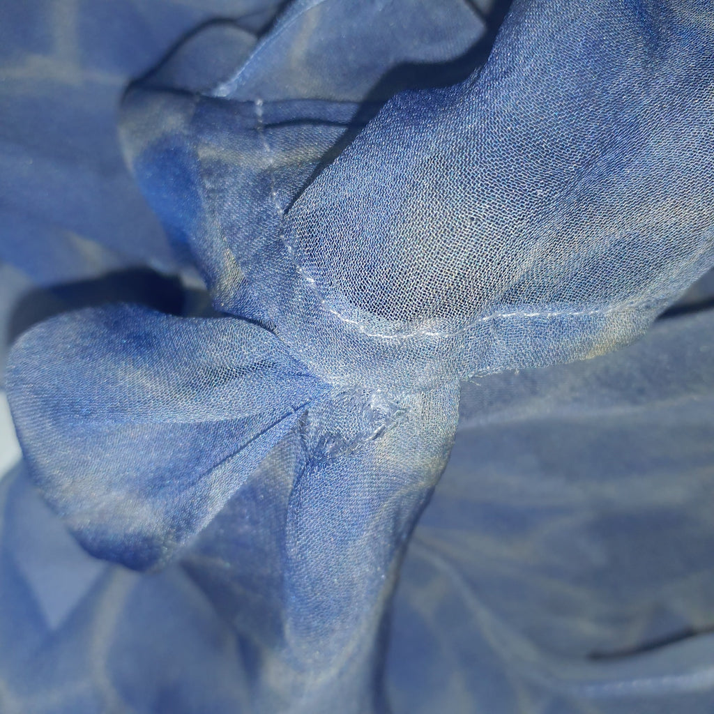 Petar Petrov 'Aleia' Blue Silk Frilled-Sleeve Printed Silk-Chiffon Dress Size 40